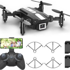 Wipkviey Mini drone avec camera - 1080P HD FPV drones pour enfants débutants, Avec une touche décollage/atterrissage, Flip 3D, Capteur de gravité, Contrôle gestuel, Commande vocale, 2 Batteries - T25