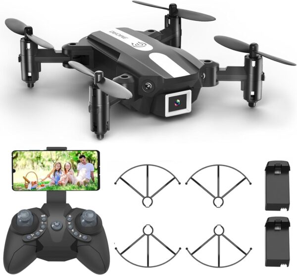 Wipkviey Mini drone avec camera - 1080P HD FPV drones pour enfants débutants, Avec une touche décollage/atterrissage, Flip 3D, Capteur de gravité, Contrôle gestuel, Commande vocale, 2 Batteries - T25